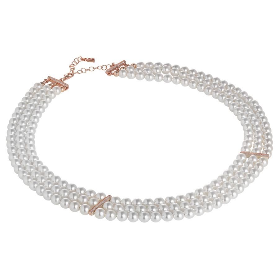 Collana multifilo di perle Swarovski con inserti in argento rosato e zirconi Default Title