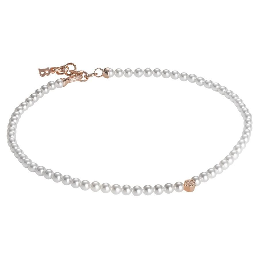 Collana rosata con perle Swarovski e centrale in zirconi e argento Default Title