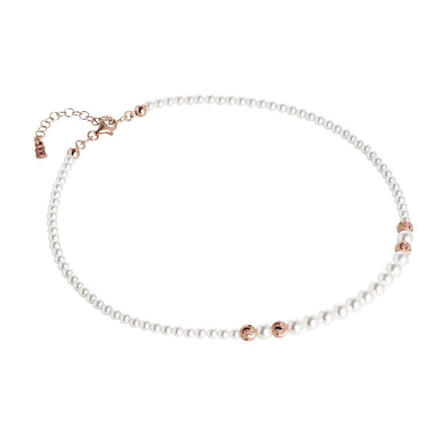 Collana rosata con perle Swarovski degradè e passanti diamantati Default Title