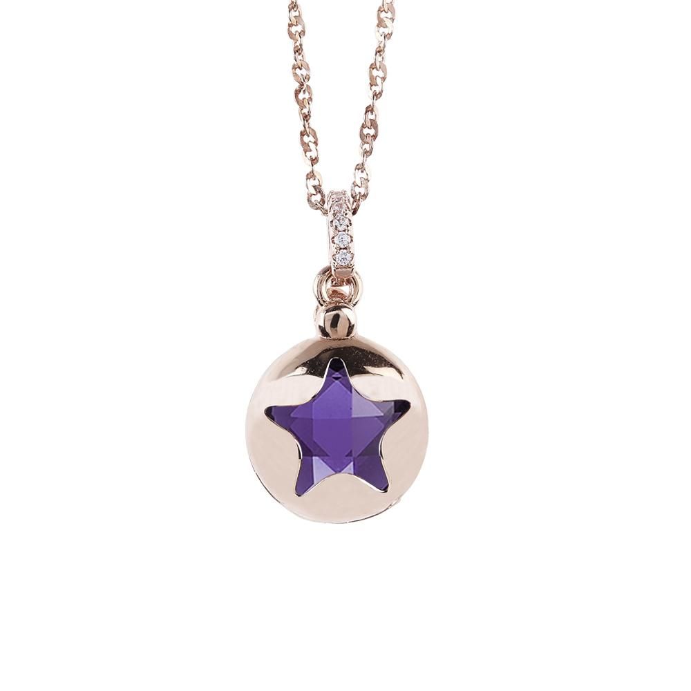 Collana color oro rosa con stella apribile e cristallo tanzanite Default Title