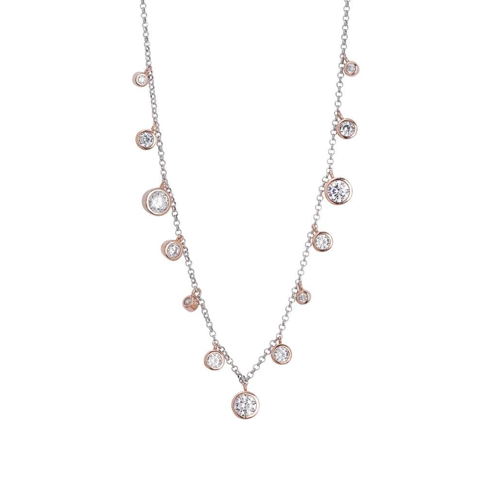 Collana con pendenti degradè placcati oro rosa di zirconi taglio diamante Default Title