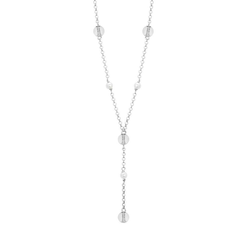 Collana con perle Swarovski ed elementi circolari con zirconi Default Title