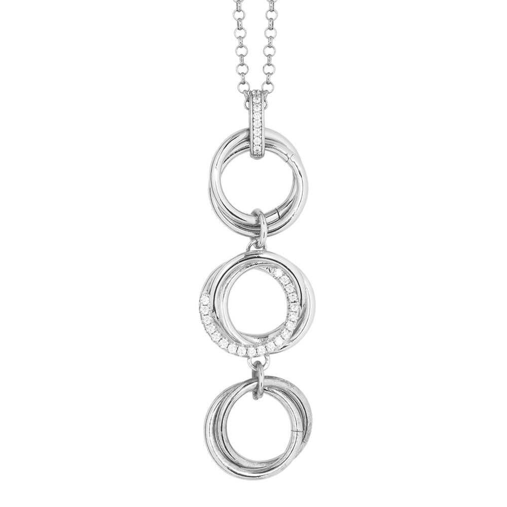 Collana con cerchi intrecciati lisci e di zirconi pendenti Default Title