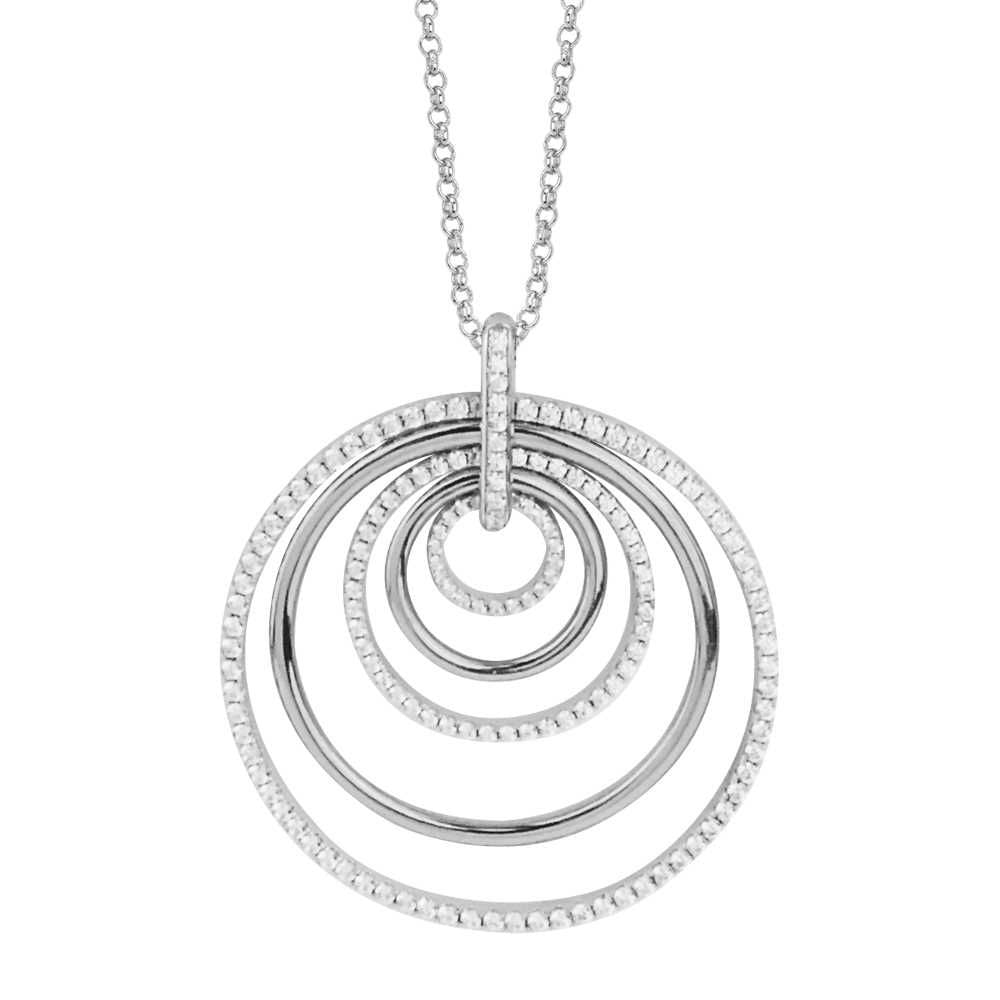Collana in argento rodiato e pendente concentrico e zirconi Default Title