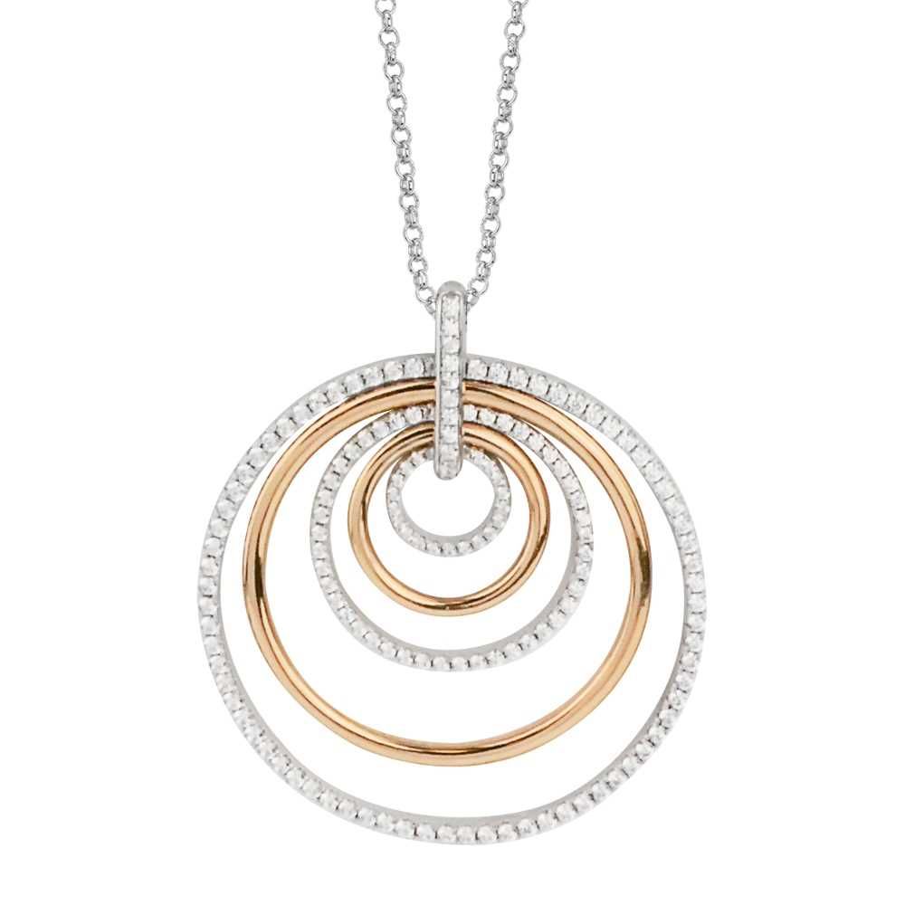 Collana in argento e pendente concentrico placcato oro rosa e zirconi Default Title