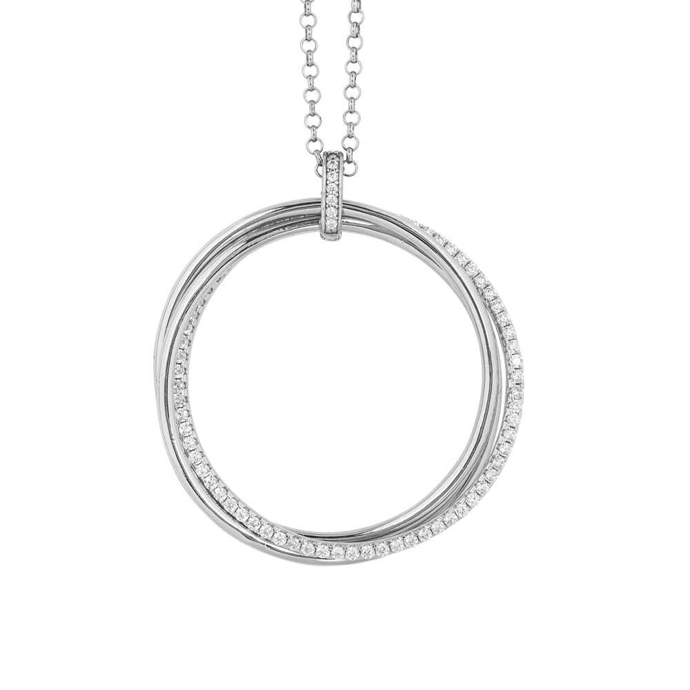 Collana in argento con maxi pendente liscio e di zirconi Default Title