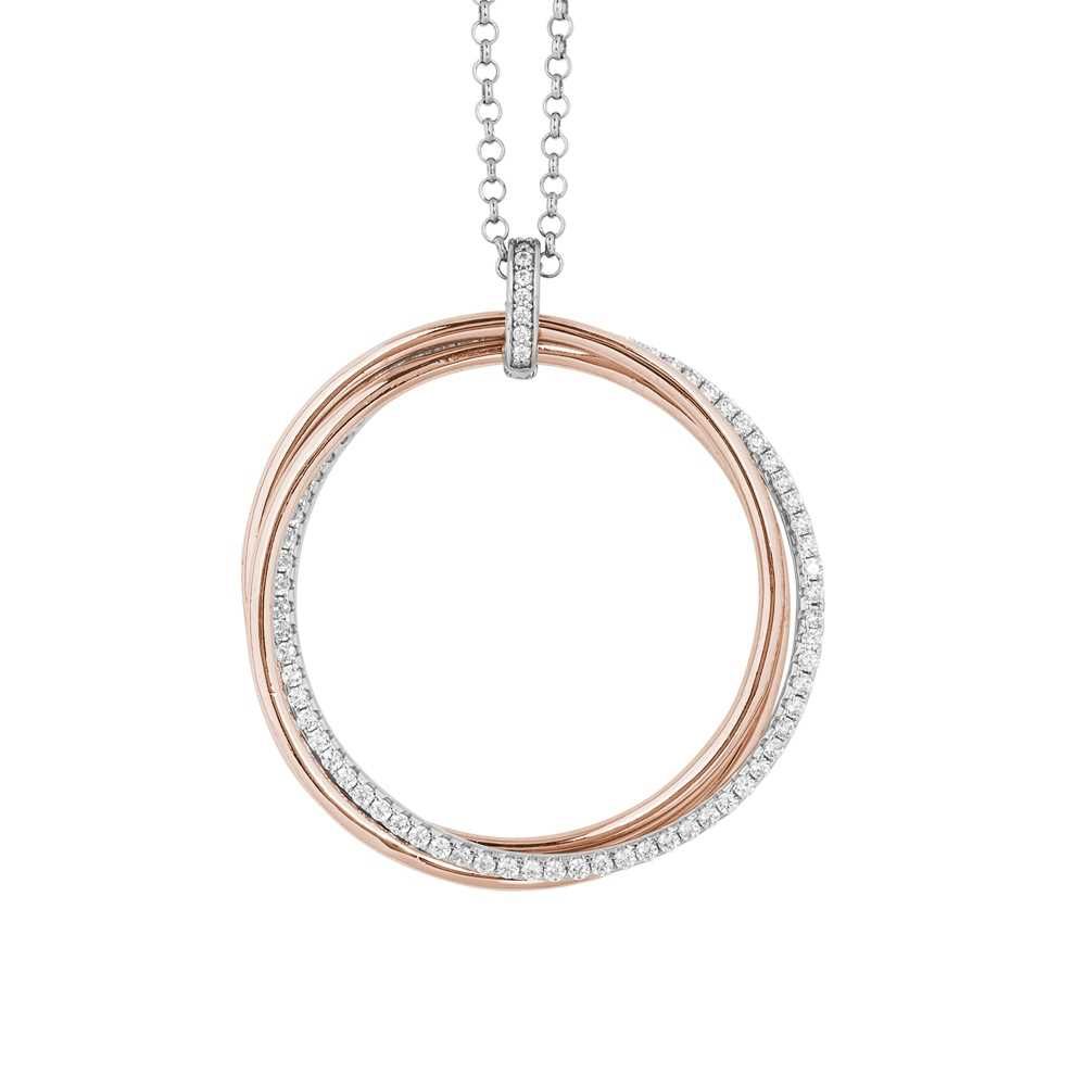 Collana in argento bicolor con maxi pendente liscio e di zirconi Default Title