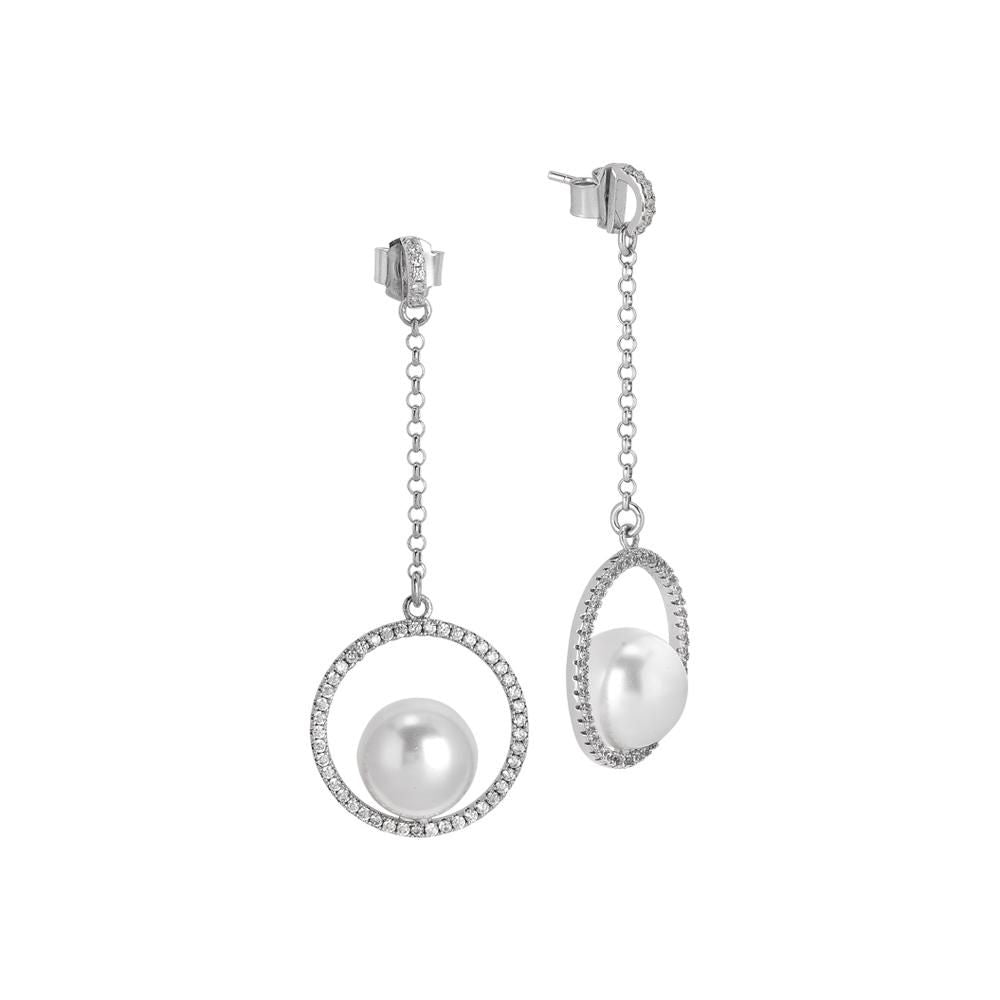 Orecchini pendenti con cerchio in pavè di zirconi e perla Swarovski Default Title