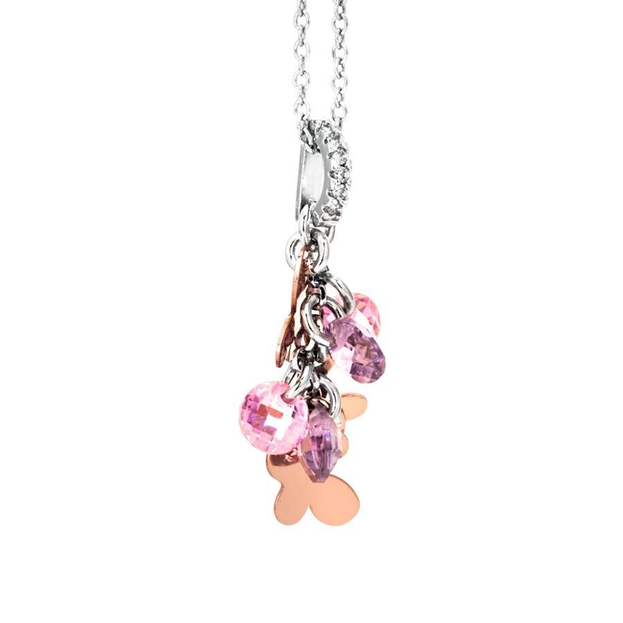 Collana in argento con charms e zirconi rosa e lavanda Default Title