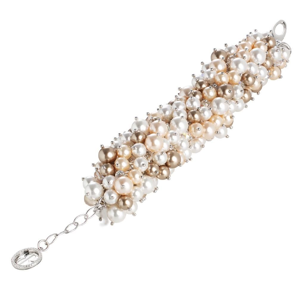 Bracciale con composizione di perle e cristalli Swarovski aurora boreale, bronze, peach e white Default Title