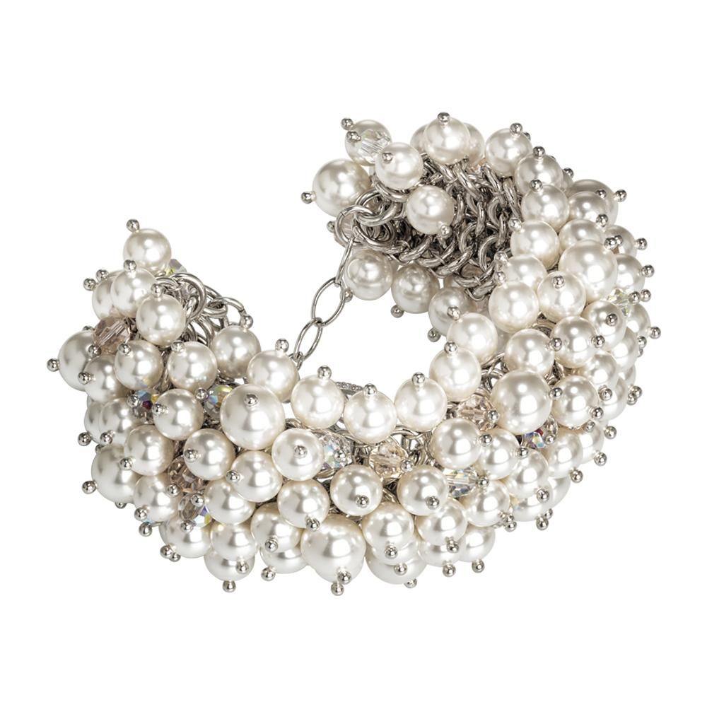 Bracciale con composizione di perle Swarovski white e cristalli Swarovski aurora boreale Default Title
