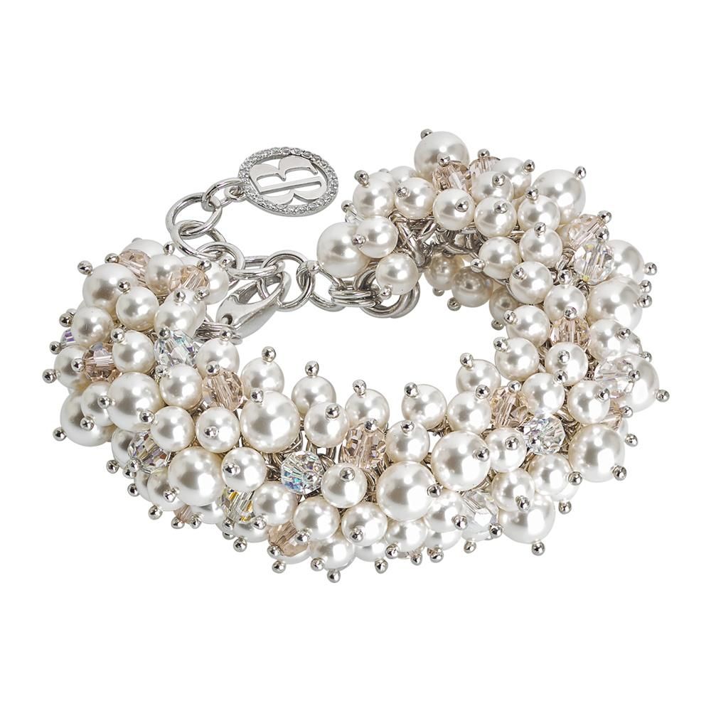 Bracciale con composizione di perle Swarovski white e cristalli Swarovski aurora boreale Default Title