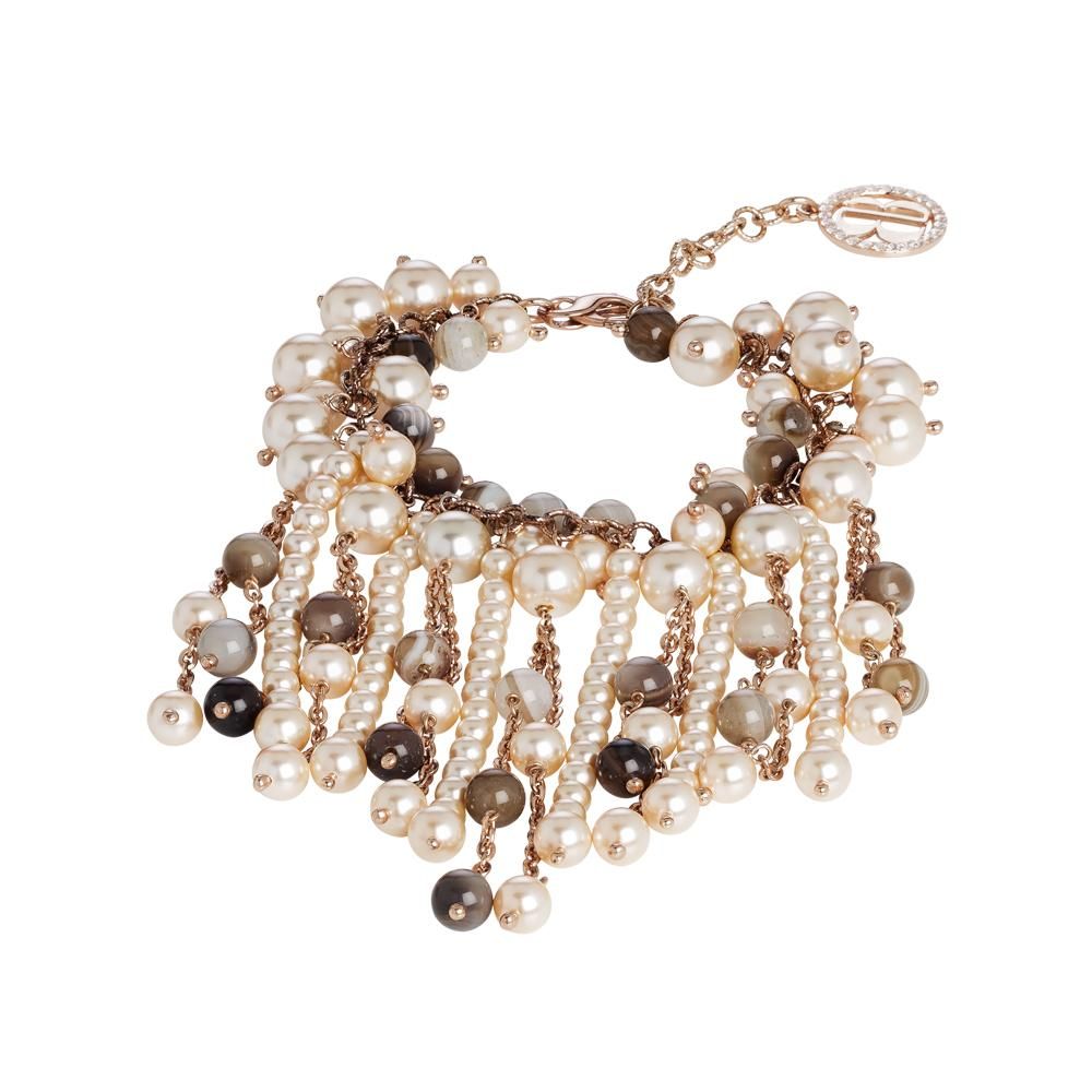 Bracciale con pietre mix brown e perle Swarovski peach Default Title