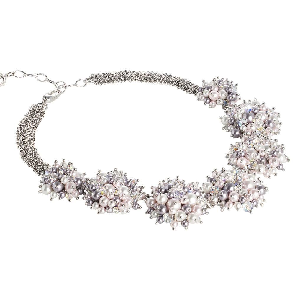 Collana con bouquet di perle e cristalli Swarovski mauve, rosaline, white e aurora boreale Default Title
