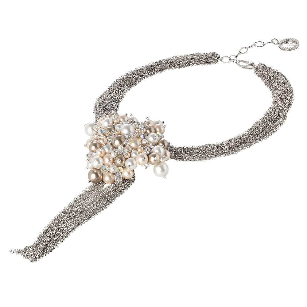 Collana multifilo con centrale di perle e cristalli Swarovski Default Title