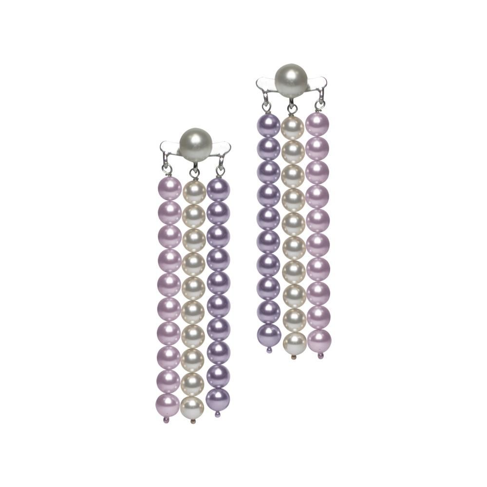 Orecchini con fili di perle Swarovski mauve, rosaline e white Default Title