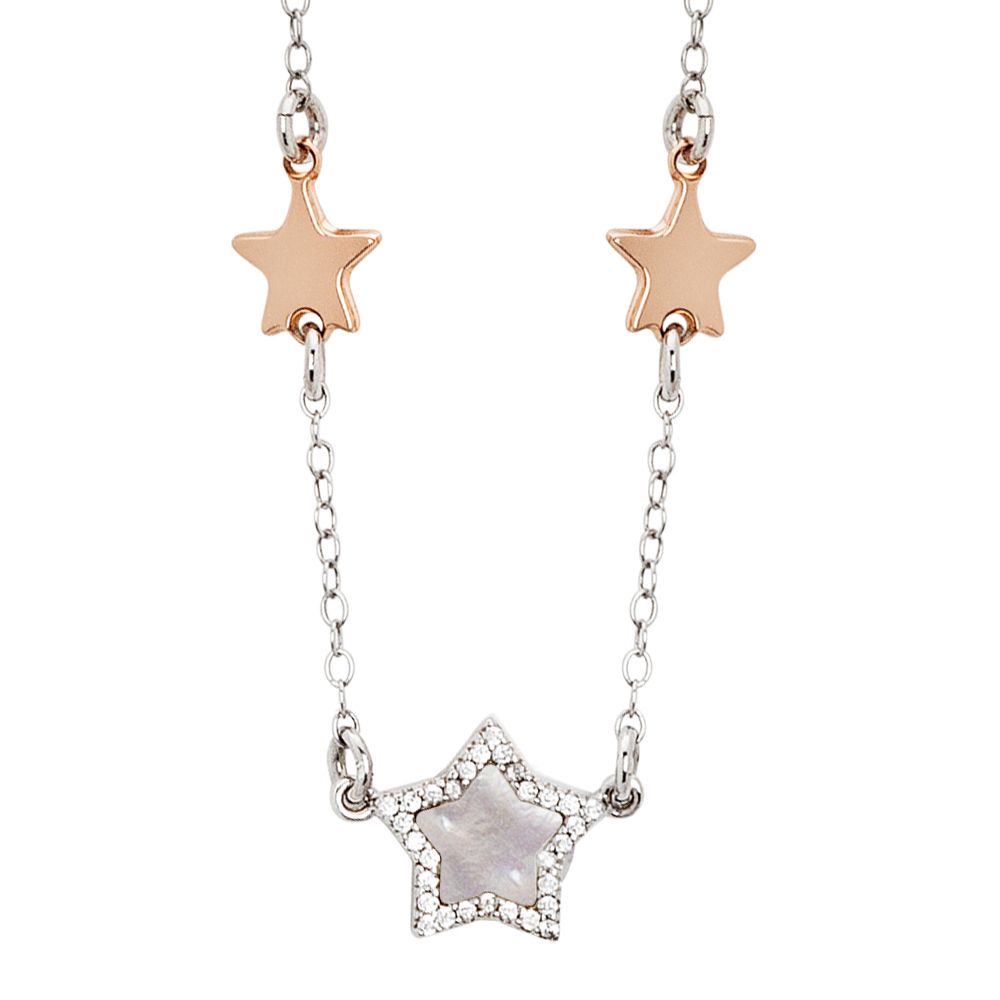 Collana con stelle placcate oro rosa, madreperla e zirconi Default Title