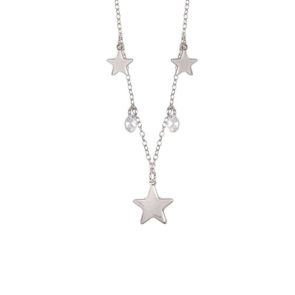 Collana con stelle rodiate e zirconi pendenti Default Title