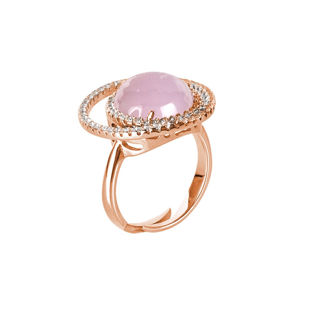 Anello doppia base di zirconi e cabochon rosa chiaro Default Title