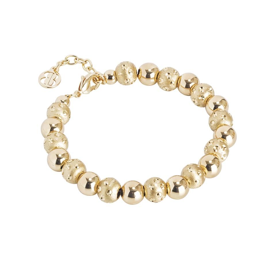 Bracciale dorato con sfere lisce e diamantate dall'effetto puntinato Default Title