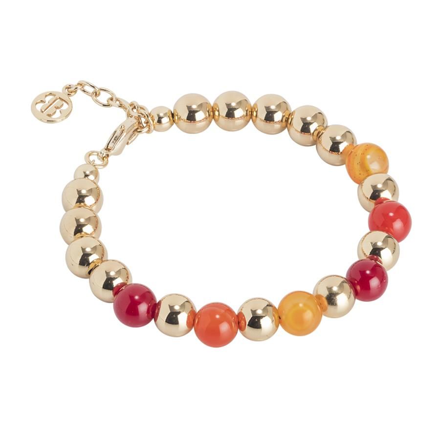 Bracciale dorato con sfere lisce e di agata orange Default Title