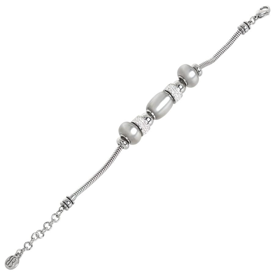 Bracciale morbido con passanti in resina polaris grigia e strass Default Title