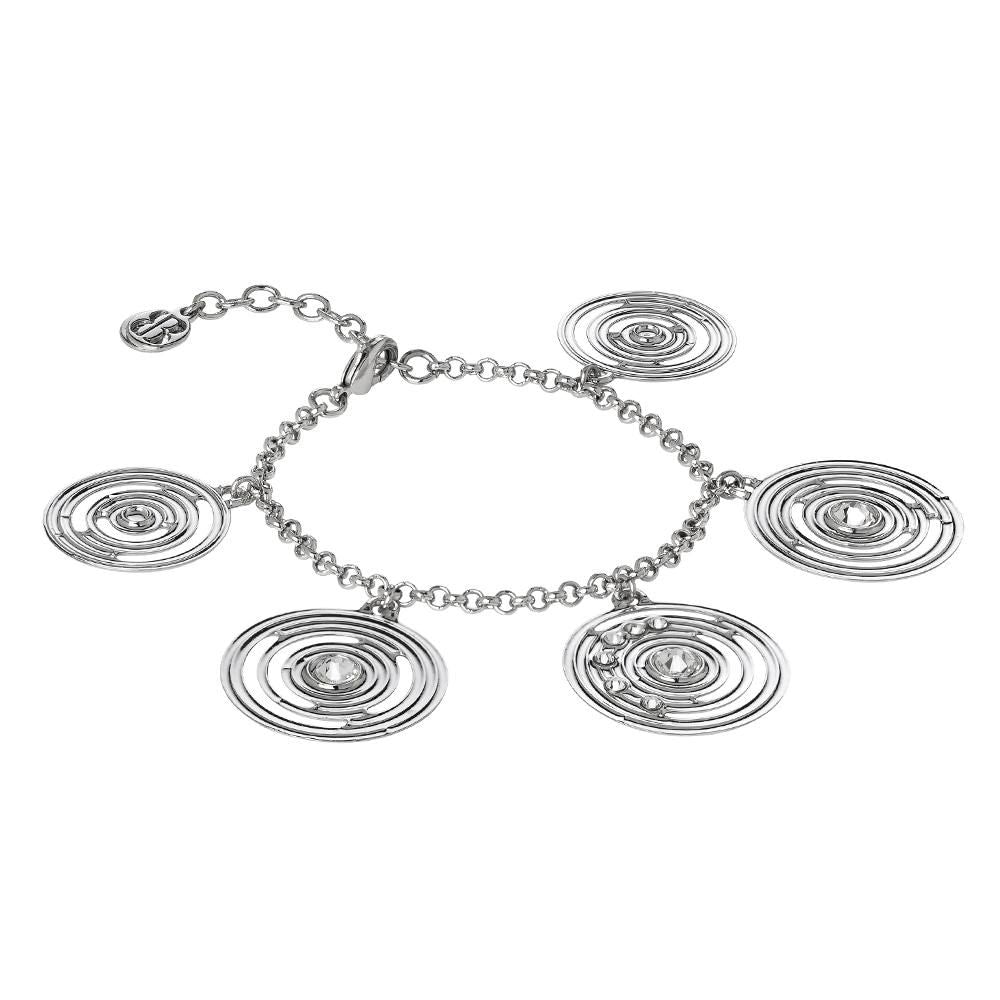Bracciale rodiato con pendenti concentrici e Swarovski Default Title