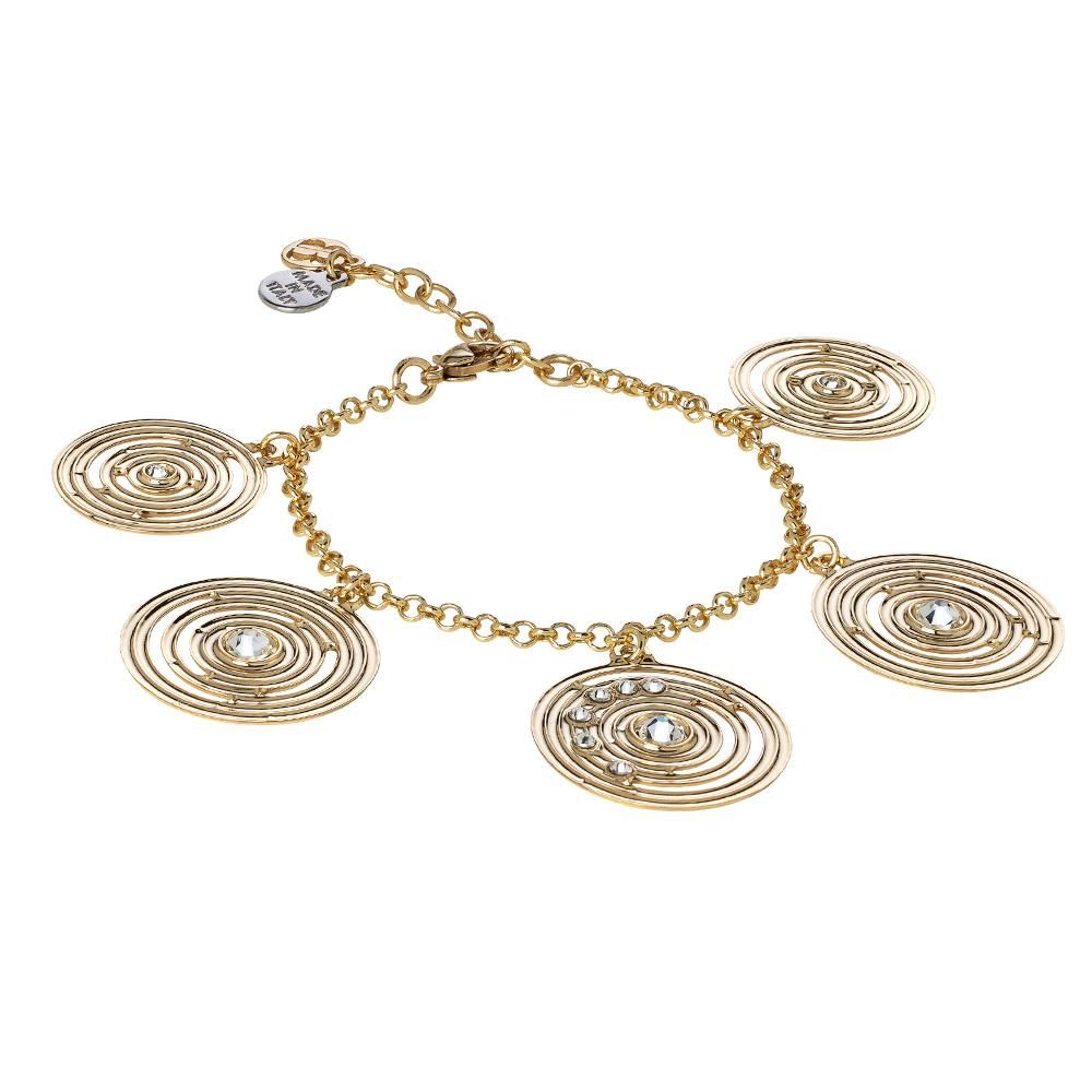 Bracciale placcato oro giallo con pendenti concentrici e Swarovski Default Title