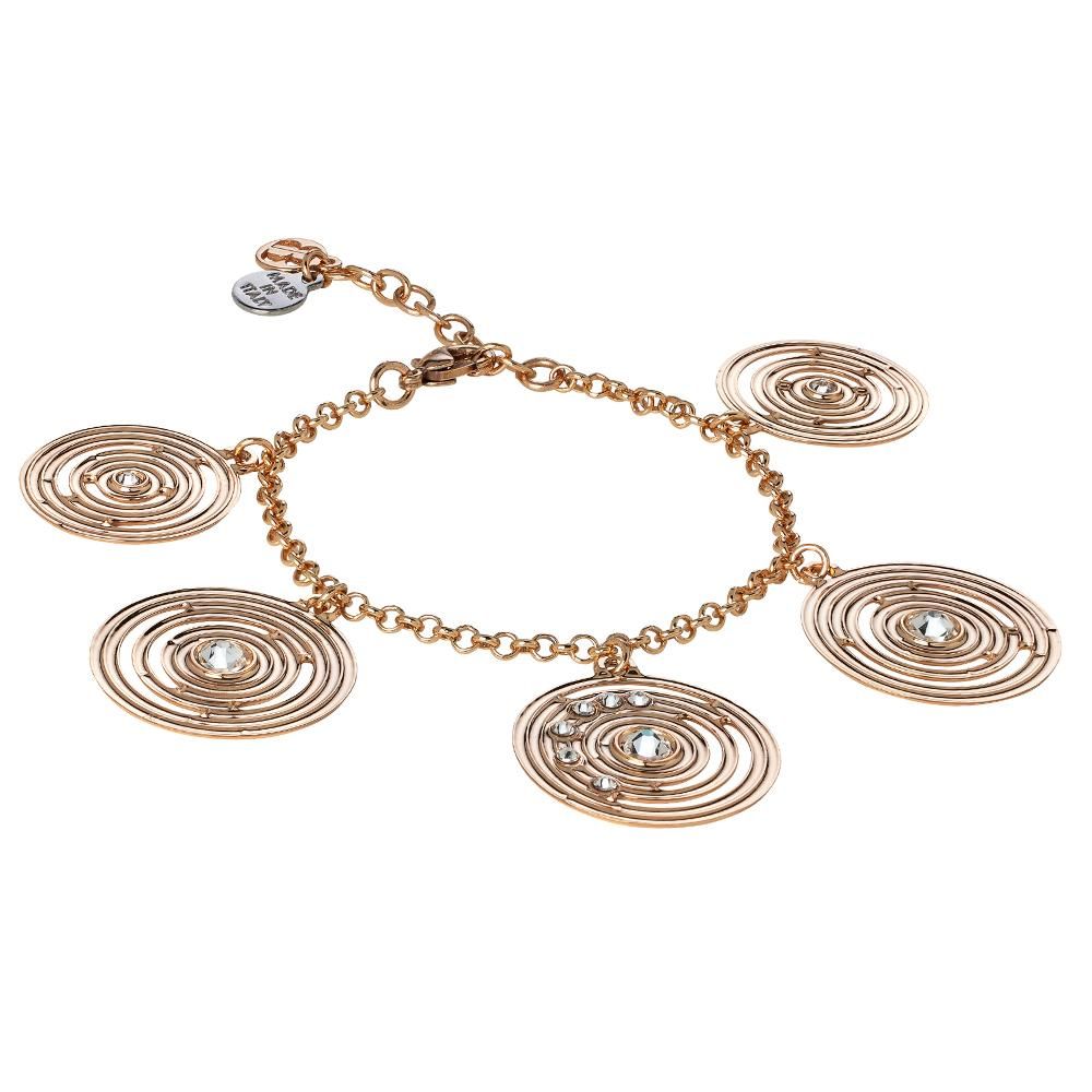 Bracciale placcato oro rosa con pendenti concentrici e Swarovski Default Title