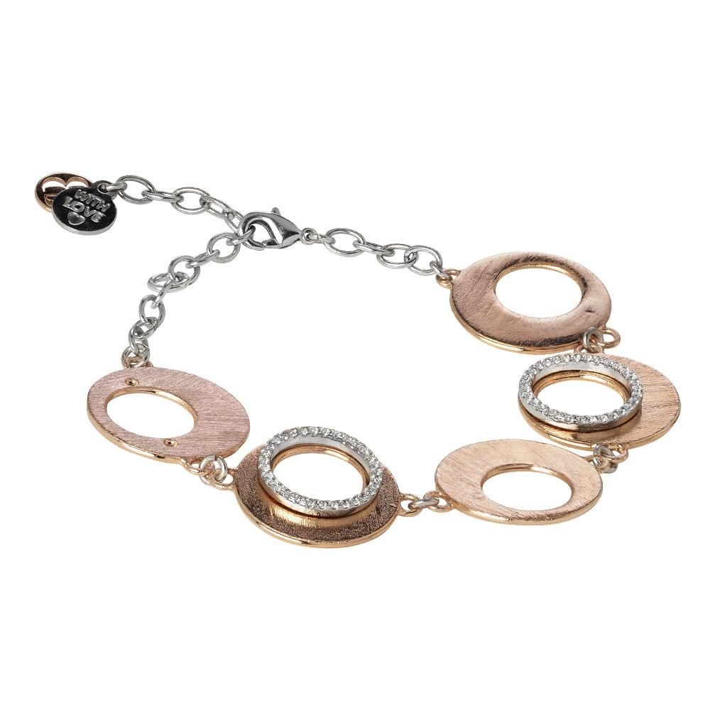 Bracciale semirigido placcato oro rosa con moduli graffiati e zirconi Default Title