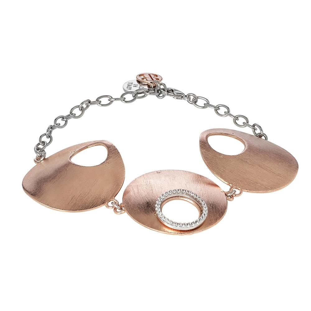Bracciale placcato oro rosa con centrale semirigido e zirconi Default Title