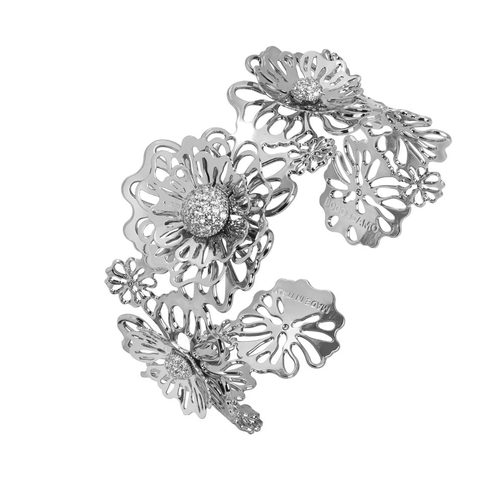 Bracciale rigido con rose selvatiche tridimensionali e zirconi Default Title