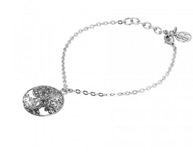 Bracciale rodiato con albero della vita in glitter nero Default Title