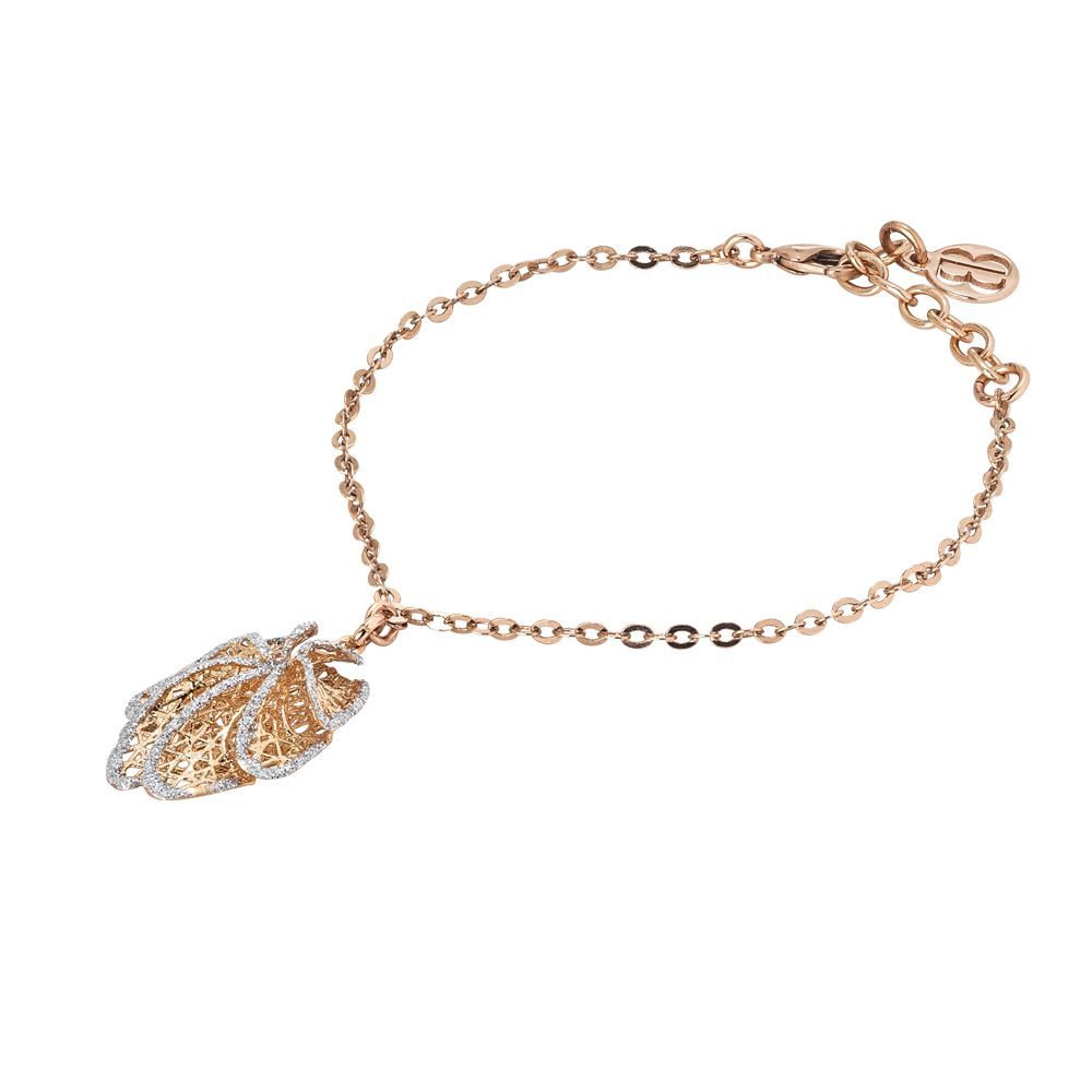 Bracciale rosato con charm a foglia in glitter silver Default Title