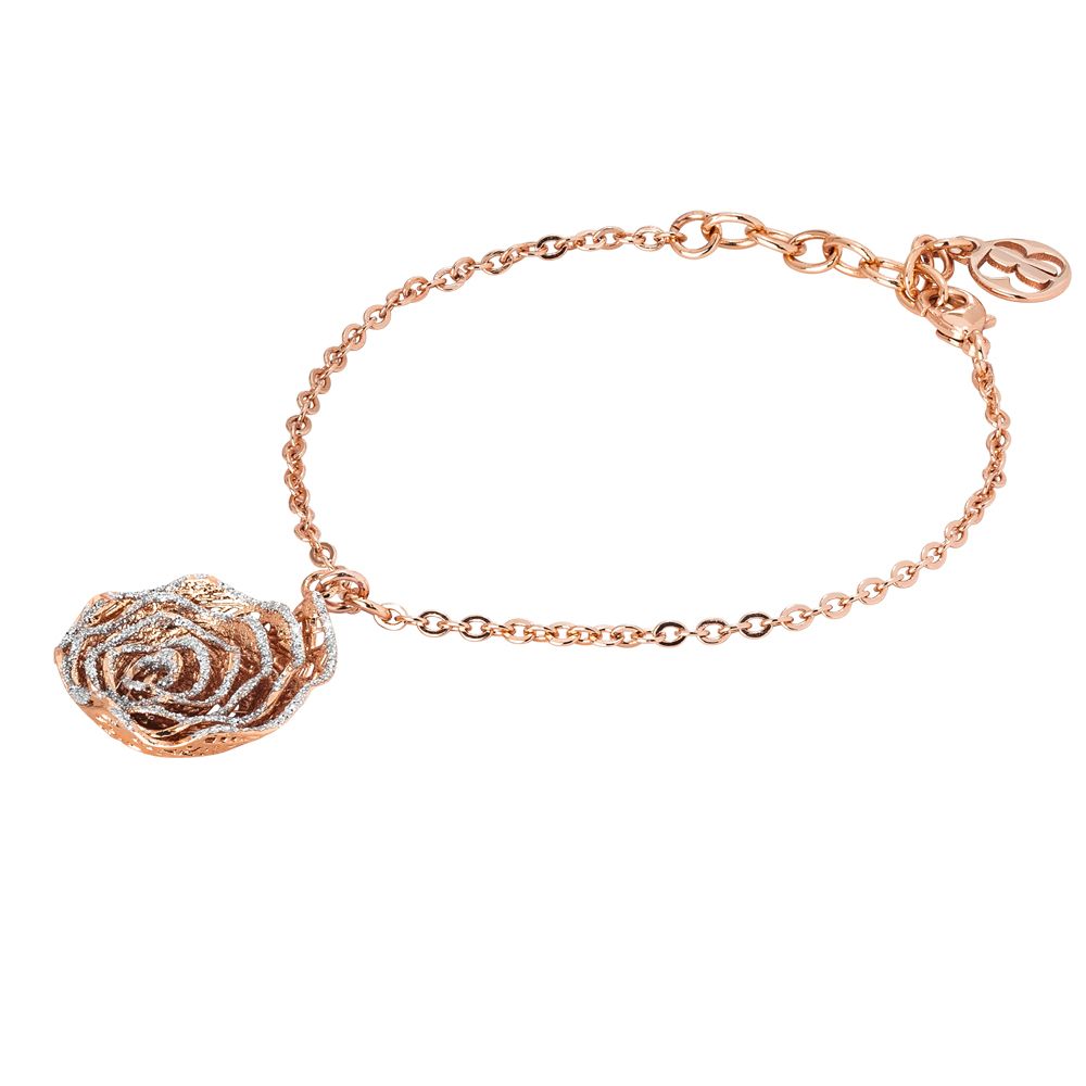 Bracciale rosato con rosa in glitter silver Default Title
