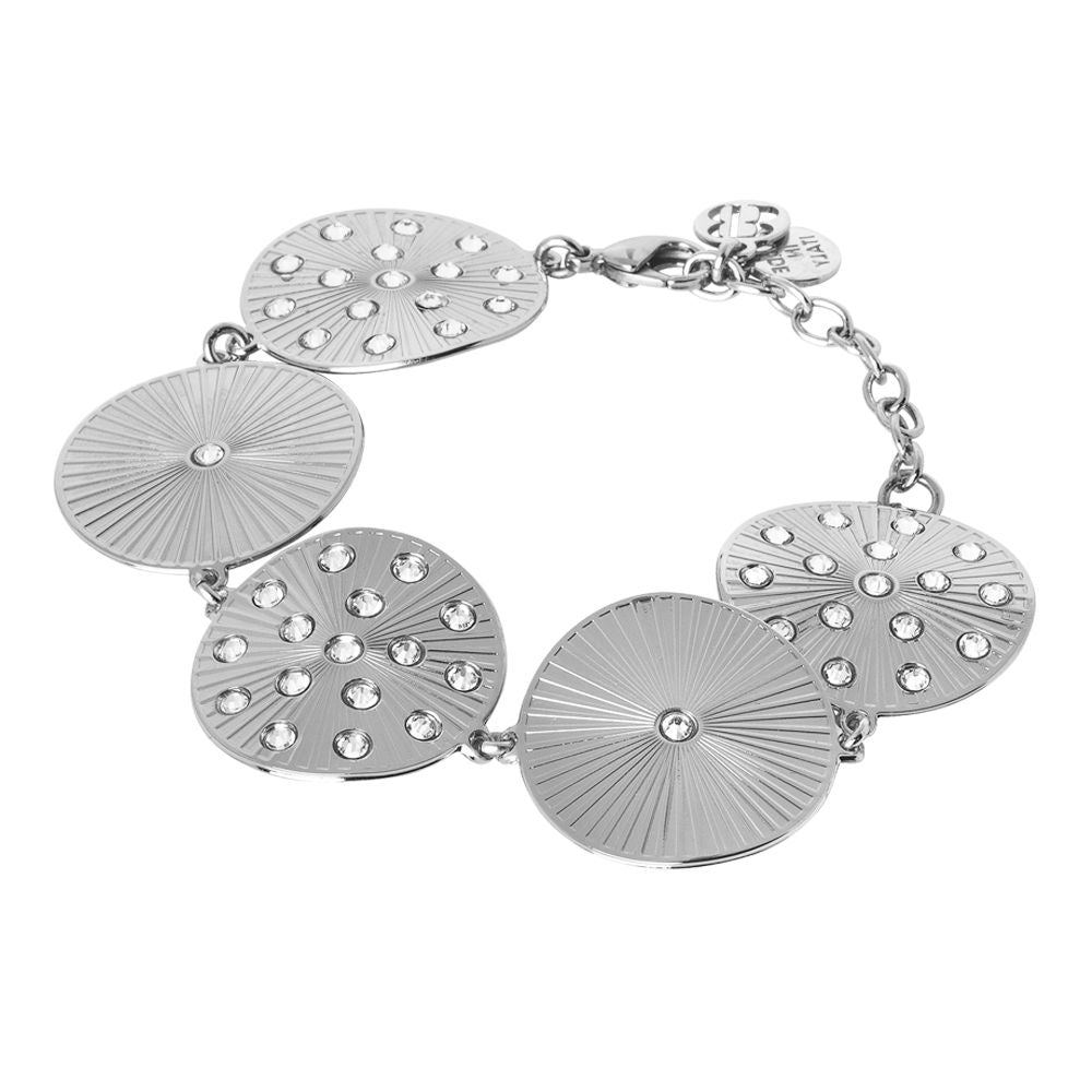 Bracciale rodiato semirigido con moduli dal decoro radiale e Swarovski Default Title