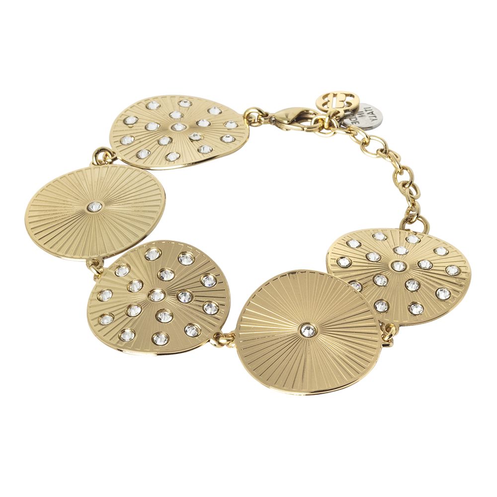 Bracciale semirigido dorato con moduli dal decoro radiale e Swarovski Default Title