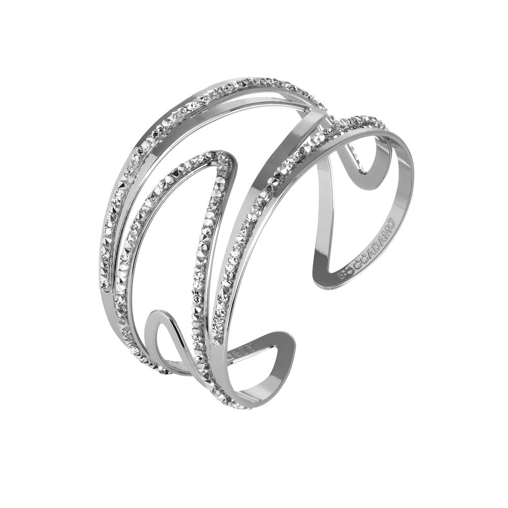 Bracciale rigido a fascia con superfici asimmetriche e Swarovski Default Title