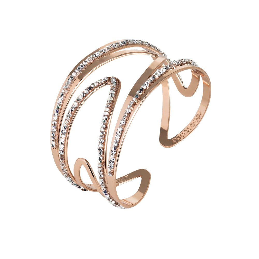 Bracciale rigido a fascia rosato con superfici asimmetriche e Swarovski Default Title
