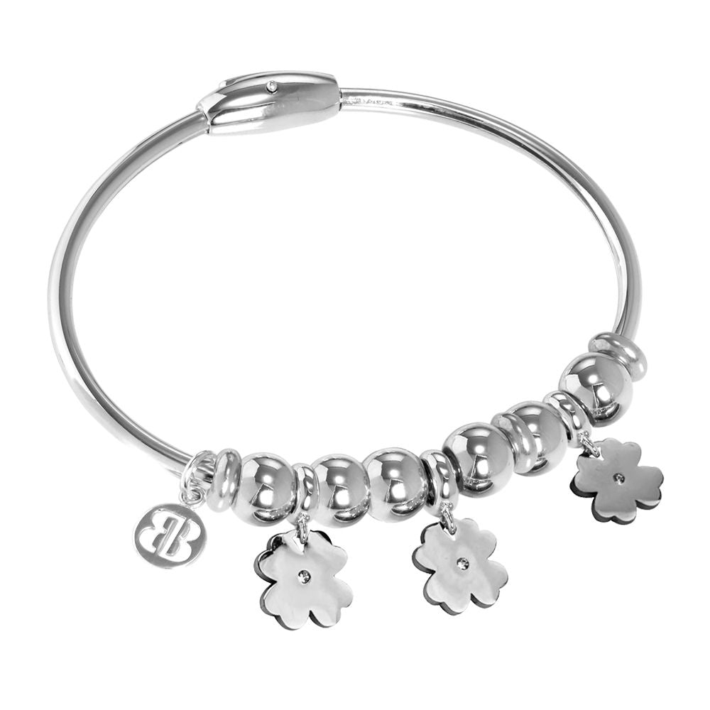 Bracciale con charms a forma di quadrifoglio e strass Default Title
