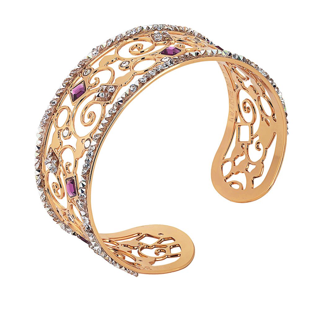 Bracciale rigido rosato a fascia con crystal rock crystal Default Title