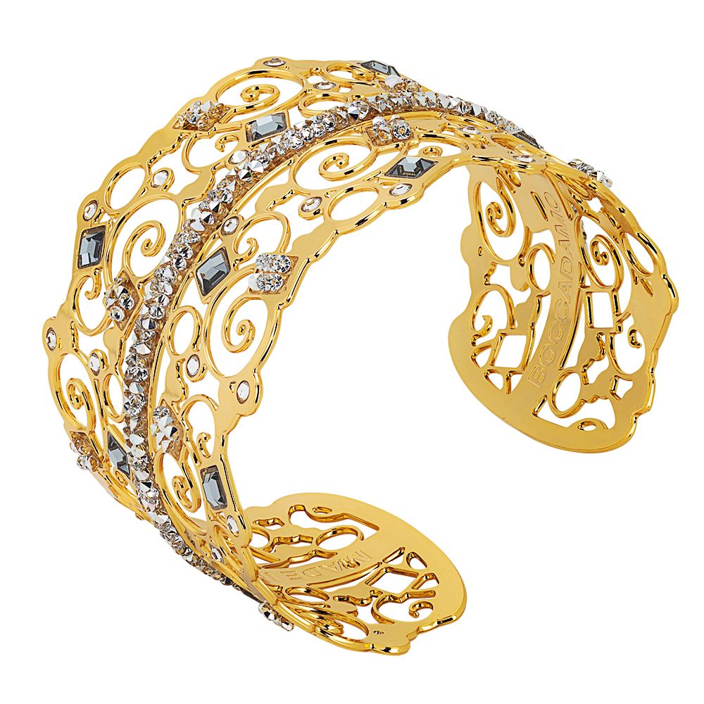 Bracciale rigido a fascia dorato con cristalli Swarovski Default Title