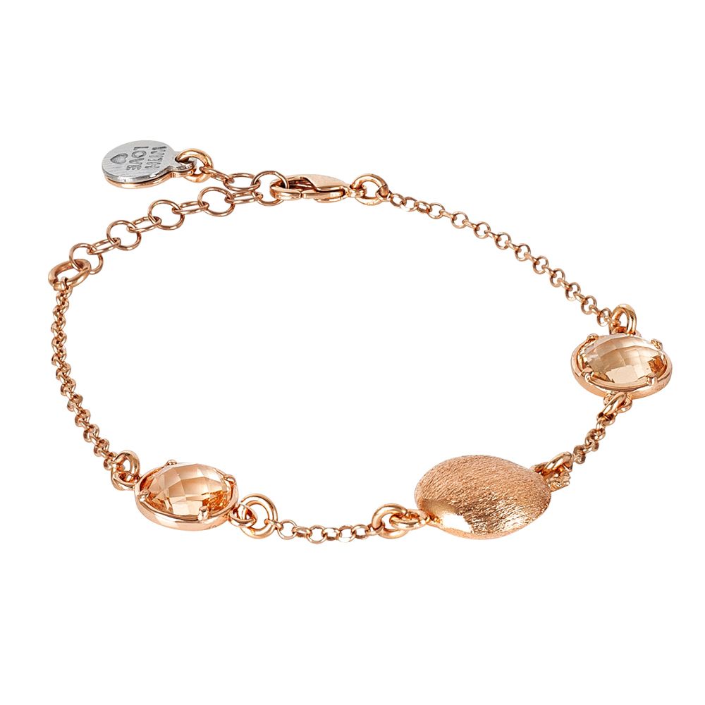 Bracciale rosato con cristalli peach ed elemento graffiato Default Title