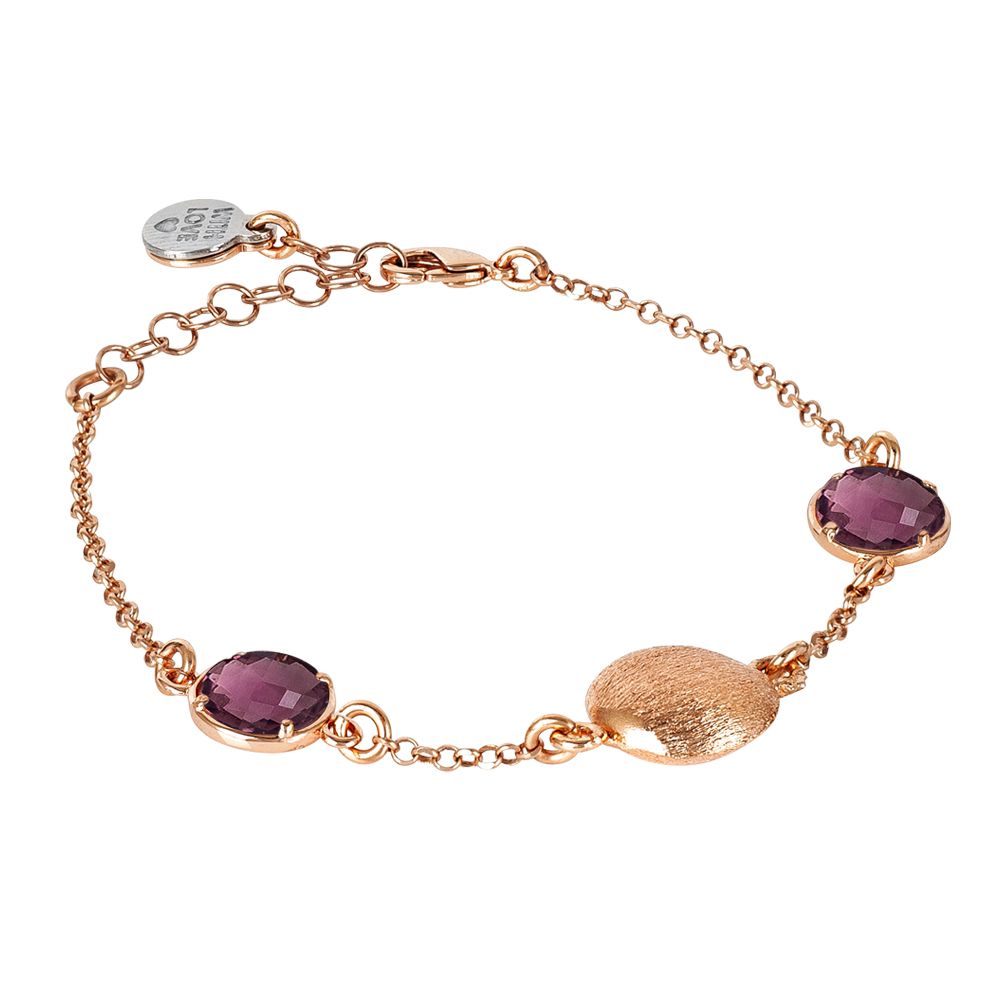Bracciale rosato con cristalli ametista ed elemento graffiato Default Title