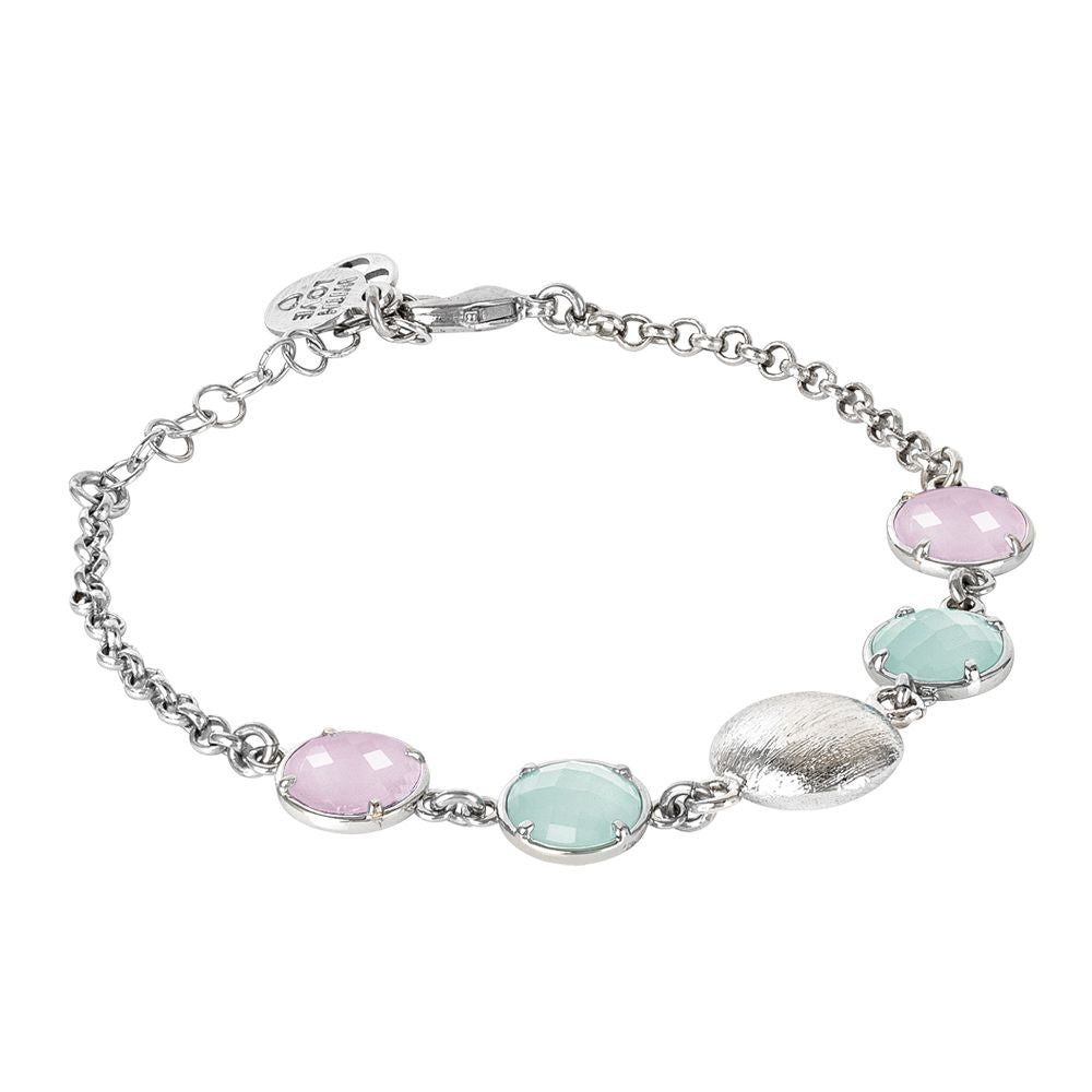 Bracciale con cristalli verde e color quarzo rosa milk ed elemento graffiato Default Title