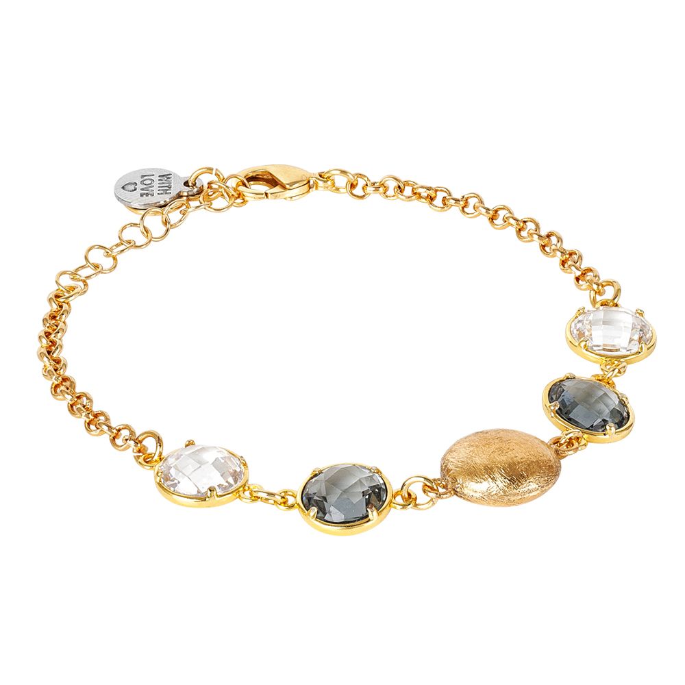 Bracciale con cristalli crystal, fumè ed elemento graffiato Default Title