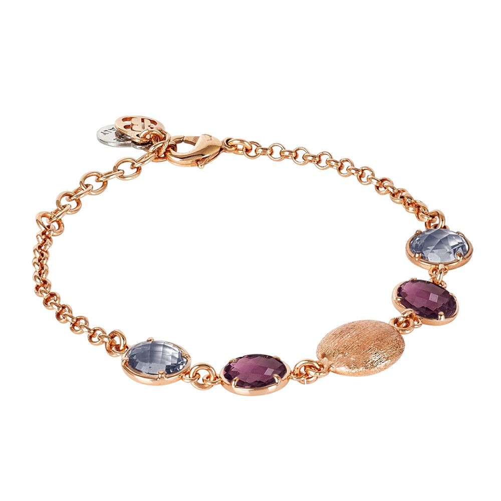 Bracciale con cristalli fumè, ametista ed elemento graffiato Default Title