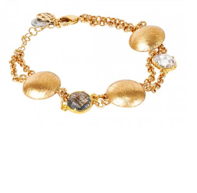 Bracciale doppio filo con cristalli crystal e fumè ed elementi graffiati Default Title