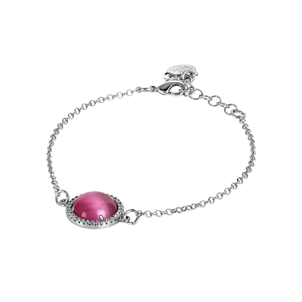 Bracciale con cabochon fucsia gatteggiante e zirconi Default Title
