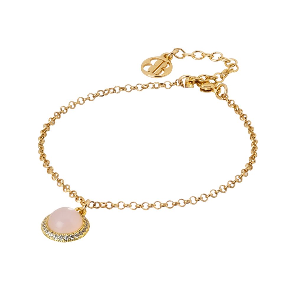 Bracciale con cabochon pendente rosa chiaro e zirconi Default Title
